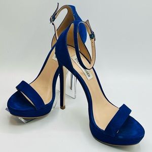 STEVE MADDEN “Brit” Blue Suede 5”/1” Platform Sandal Heels US7 EU37